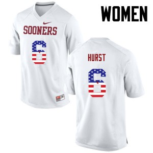 Womens Oklahoma #6 Demontre Hurst White USA Flag Fashion Stitch Jerseys 693743-682