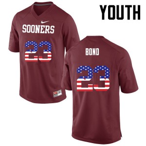 Youth Oklahoma Sooners #23 Devante Bond Crimson USA Flag Fashion Stitch Jersey 747858-635