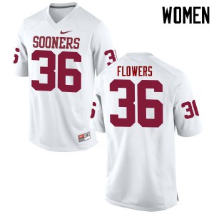Womens OU Sooners #36 Dimitri Flowers White Game Player Jerseys 721580-386