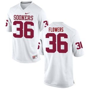 Mens Oklahoma Sooners #36 Dimitri Flowers White Game Embroidery Jersey 400035-198