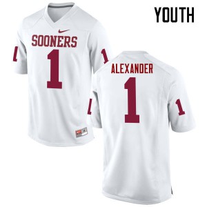 Youth Oklahoma Sooners #1 Dominique Alexander White Game Football Jersey 801788-849