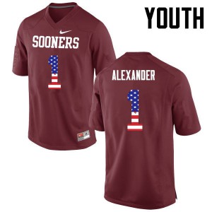 Youth Oklahoma Sooners #1 Dominique Alexander Crimson USA Flag Fashion Player Jerseys 868761-137