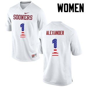 Women Oklahoma #1 Dominique Alexander White USA Flag Fashion Embroidery Jerseys 413678-729