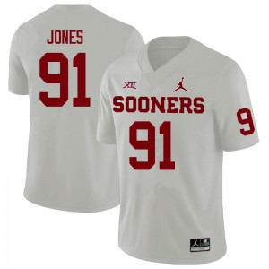 Men's OU Sooners #91 Dominique Jones White Alumni Jersey 932914-722