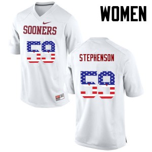 Womens Sooners #59 Donald Stephenson White USA Flag Fashion Football Jerseys 213620-522
