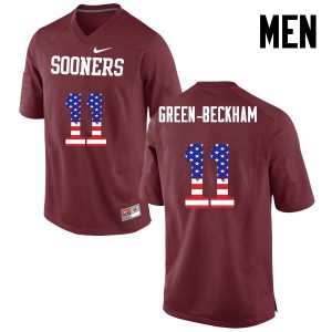 Men's Sooners #11 Dorial Green-Beckham Crimson USA Flag Fashion Stitch Jersey 741573-760