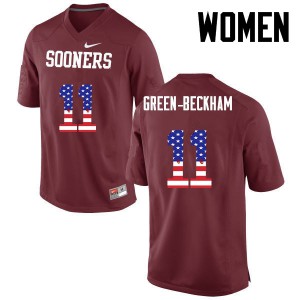 Womens Oklahoma Sooners #11 Dorial Green-Beckham Crimson USA Flag Fashion College Jerseys 122401-231