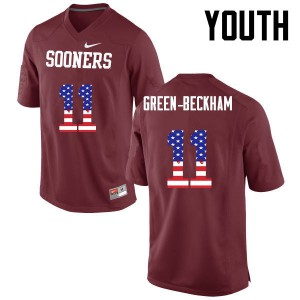 Youth Sooners #11 Dorial Green-Beckham Crimson USA Flag Fashion University Jerseys 259744-662