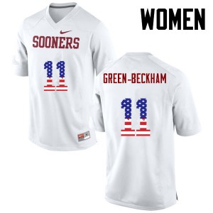 Women Oklahoma Sooners #11 Dorial Green-Beckham White USA Flag Fashion University Jerseys 793569-114