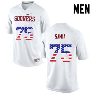 Men Oklahoma #75 Dru Samia White USA Flag Fashion Embroidery Jerseys 395288-234