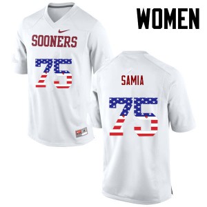 Women's Sooners #75 Dru Samia White USA Flag Fashion High School Jersey 955817-127