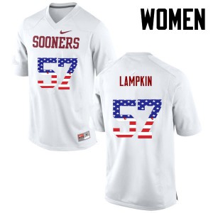 Women Sooners #57 DuVonta Lampkin White USA Flag Fashion Football Jerseys 893260-348