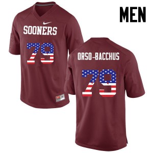 Men Oklahoma Sooners #79 Dwayne Orso-Bacchus Crimson USA Flag Fashion High School Jerseys 329747-924