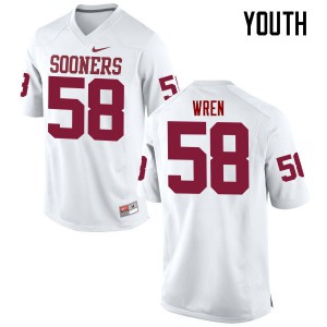 Youth OU Sooners #58 Erick Wren White Game Football Jersey 193159-792