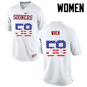 Women's Oklahoma Sooners #58 Erick Wren White USA Flag Fashion Embroidery Jerseys 992985-390