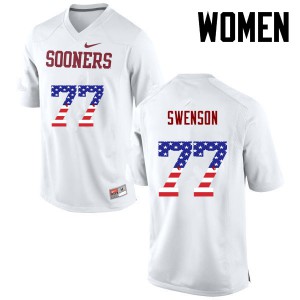Women OU Sooners #77 Erik Swenson White USA Flag Fashion Football Jerseys 817605-190
