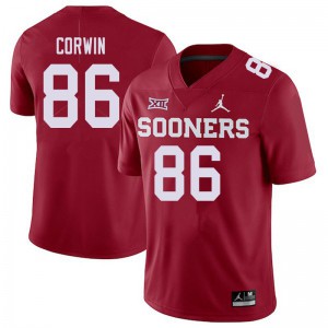 Men's Oklahoma #86 Finn Corwin Crimson Jordan Brand NCAA Jerseys 126688-864