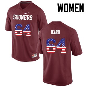 Women Sooners #64 Gabe Ikard Crimson USA Flag Fashion Embroidery Jerseys 761763-430