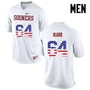 Mens Sooners #64 Gabe Ikard White USA Flag Fashion Stitch Jersey 578058-542