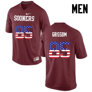 Men Oklahoma #85 Geneo Grissom Crimson USA Flag Fashion NCAA Jersey 555129-725