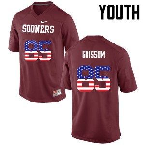 Youth OU Sooners #85 Geneo Grissom Crimson USA Flag Fashion University Jerseys 945380-940