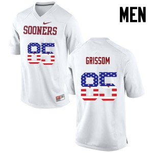 Mens Sooners #85 Geneo Grissom White USA Flag Fashion College Jerseys 908281-669