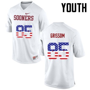 Youth Sooners #85 Geneo Grissom White USA Flag Fashion Stitched Jerseys 683768-424