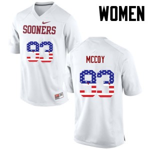 Womens OU Sooners #93 Gerald McCoy White USA Flag Fashion Player Jersey 805507-371