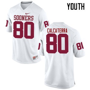 Youth OU Sooners #80 Grant Calcaterra White Game Football Jerseys 787016-203