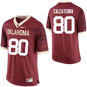 Mens Oklahoma #80 Grant Calcaterra Crimson Limited NCAA Jersey 504047-787