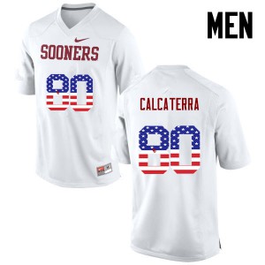 Mens OU Sooners #80 Grant Calcaterra White USA Flag Fashion Football Jersey 797484-106