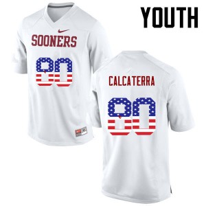 Youth Oklahoma Sooners #80 Grant Calcaterra White USA Flag Fashion College Jerseys 480185-699