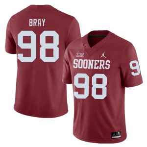 Men's Oklahoma #98 Hayden Bray Crimson Football Jerseys 873261-354