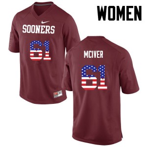 Women Oklahoma Sooners #61 Ian McIver Crimson USA Flag Fashion Alumni Jerseys 210619-562