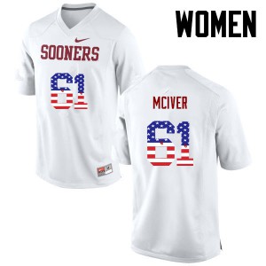 Womens Oklahoma #61 Ian McIver White USA Flag Fashion NCAA Jersey 866371-993
