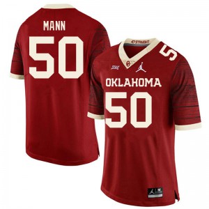 Men's Oklahoma Sooners #50 Jake Mann Retro Red Throwback Stitch Jersey 179508-462