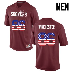 Men's Oklahoma #86 James Winchester Crimson USA Flag Fashion College Jerseys 824812-827