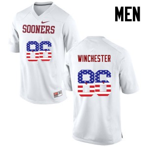 Men Sooners #86 James Winchester White USA Flag Fashion Stitched Jersey 244974-413