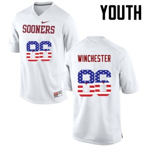 Youth OU Sooners #86 James Winchester White USA Flag Fashion Stitch Jersey 802544-965