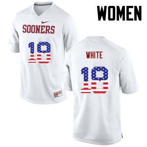 Women Oklahoma #18 Jason White White USA Flag Fashion High School Jerseys 716920-541