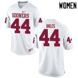 Women Oklahoma Sooners #44 Jaxon Uhles White Game Stitch Jersey 212552-105