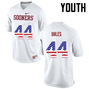 Youth OU Sooners #44 Jaxon Uhles White USA Flag Fashion Embroidery Jersey 940004-413