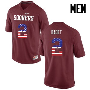 Mens OU Sooners #2 Jeff Badet Crimson USA Flag Fashion Official Jersey 543340-213