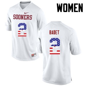 Women's Sooners #2 Jeff Badet White USA Flag Fashion Alumni Jersey 533355-171