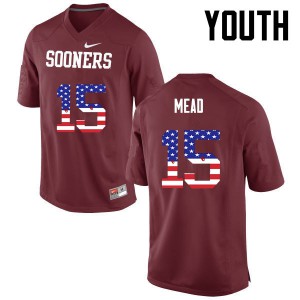 Youth OU #15 Jeffery Mead Crimson USA Flag Fashion Stitched Jersey 102929-461