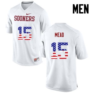 Mens Sooners #15 Jeffery Mead White USA Flag Fashion Embroidery Jersey 913718-983