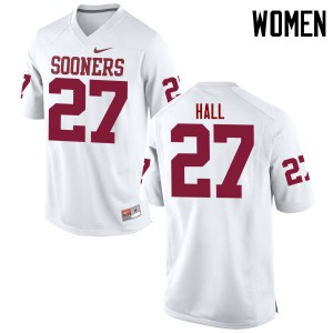 Womens Oklahoma #27 Jeremiah Hall White Game Football Jerseys 246309-870