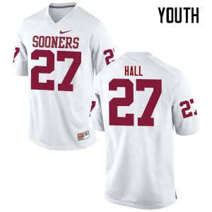 Youth Oklahoma #27 Jeremiah Hall White Game Official Jerseys 347390-185