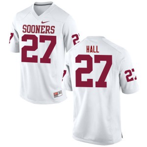 Mens Oklahoma Sooners #27 Jeremiah Hall White Game Official Jersey 199333-464