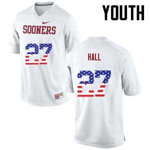 Youth OU Sooners #27 Jeremiah Hall White USA Flag Fashion Player Jerseys 116976-437